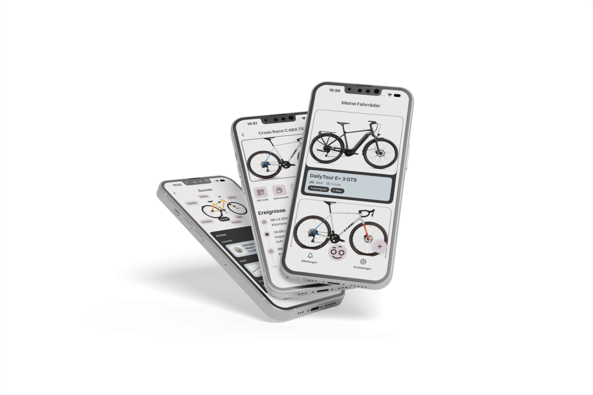RadRoadie App auf mehreren Smartphones